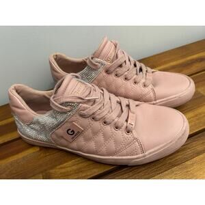 G by Guess Pink Blush Quilted Leather Lace Up Sneakers Womens Shoes Size 11 M